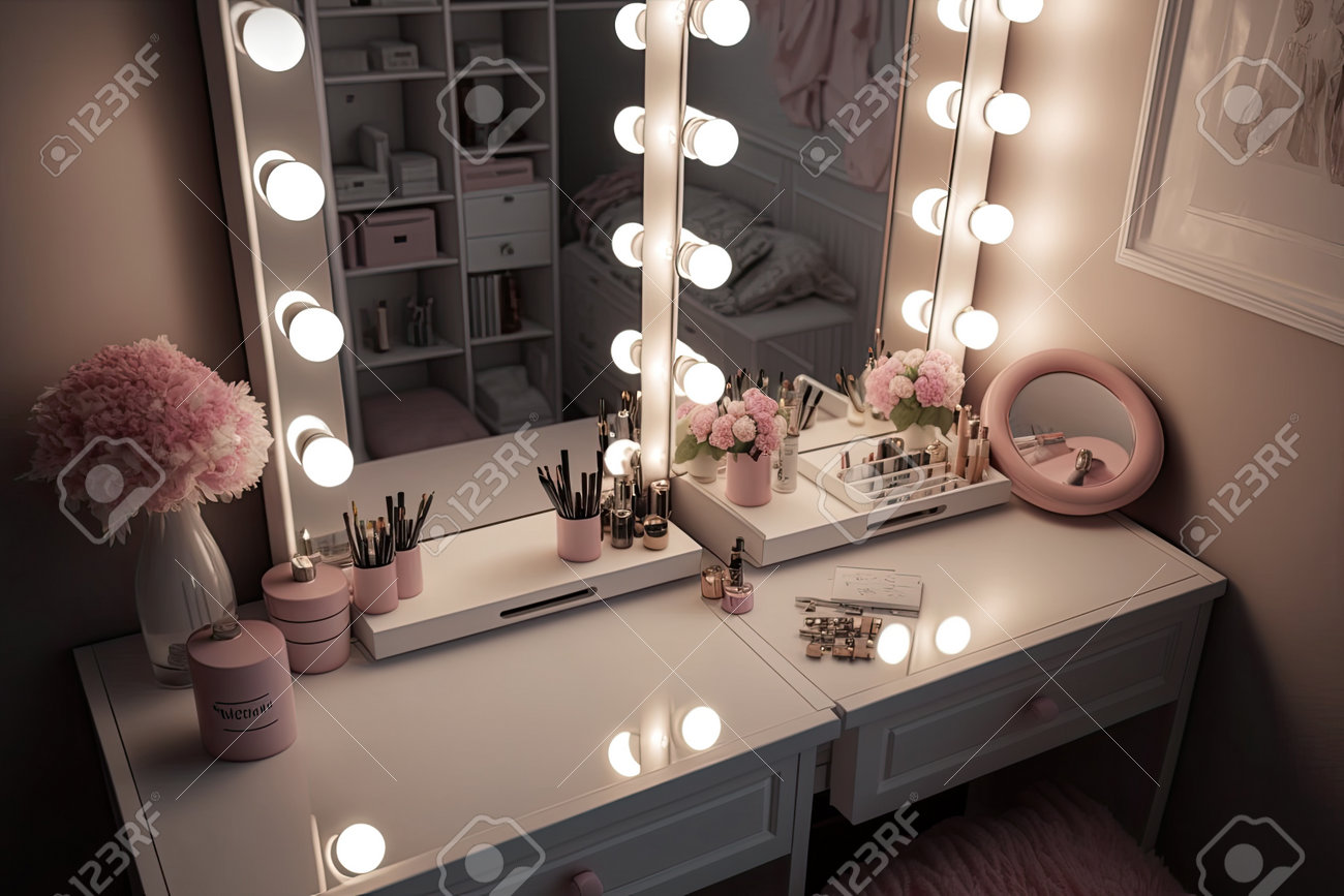 Double mirror on sale dressing table