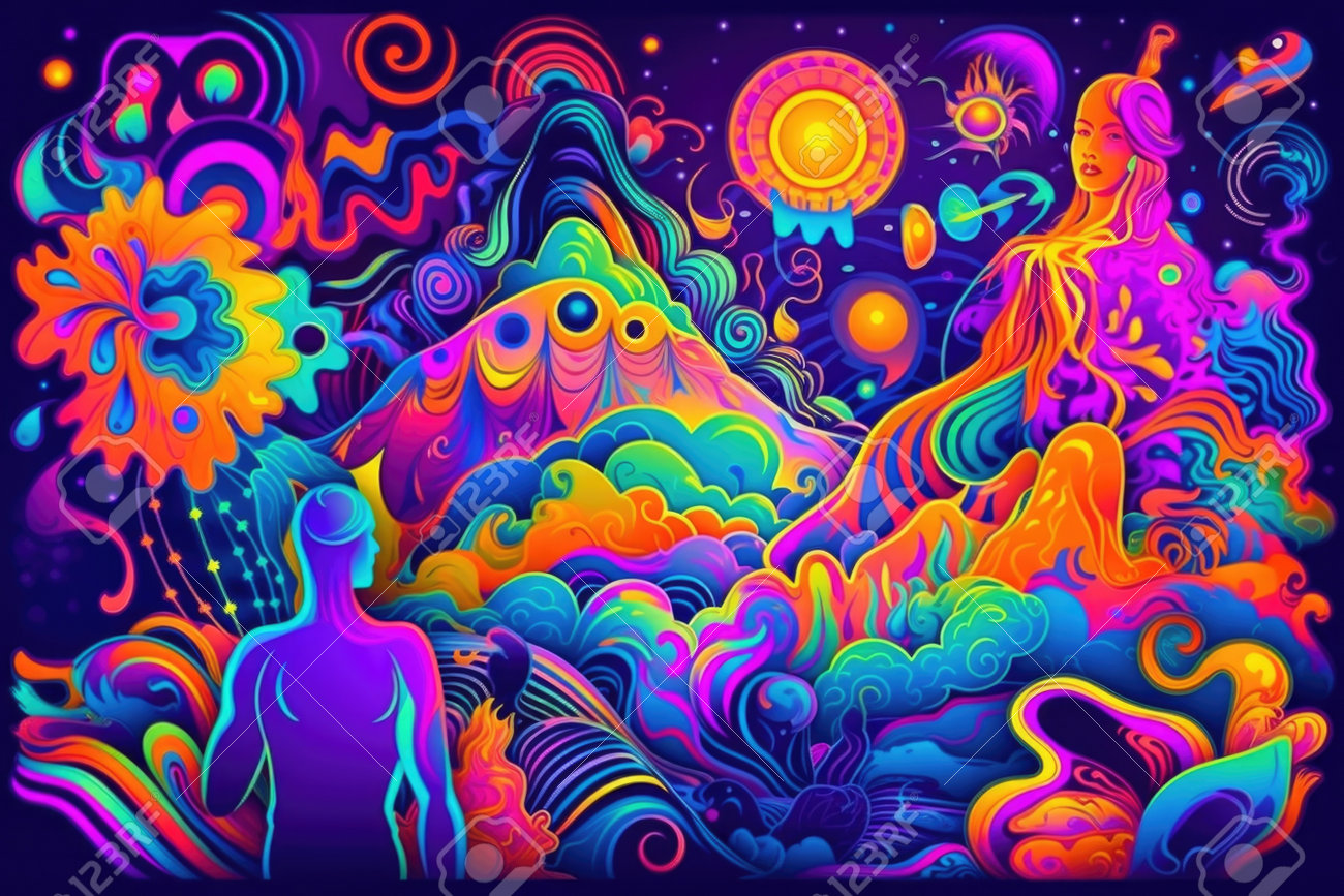Trippy And Psychedelic Poster For Music Festival, With A Mix Of Neon Colors  And Trippy Artwork, Created With Generative Ai Stock Photo, Picture and  Royalty Free Image. Image 206471767., image size:1300x867