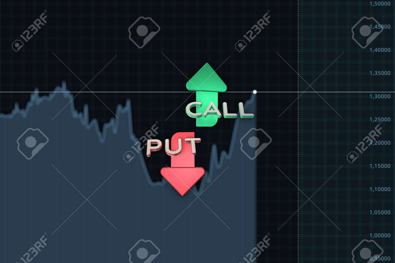 풋 및 콜 컬러 화살표 바이너리 옵션이있는 차트. 3D 일러스트 레이션 로열티 무료 사진, 그림, 이미지 그리고 스톡포토그래피.  Image 78449747