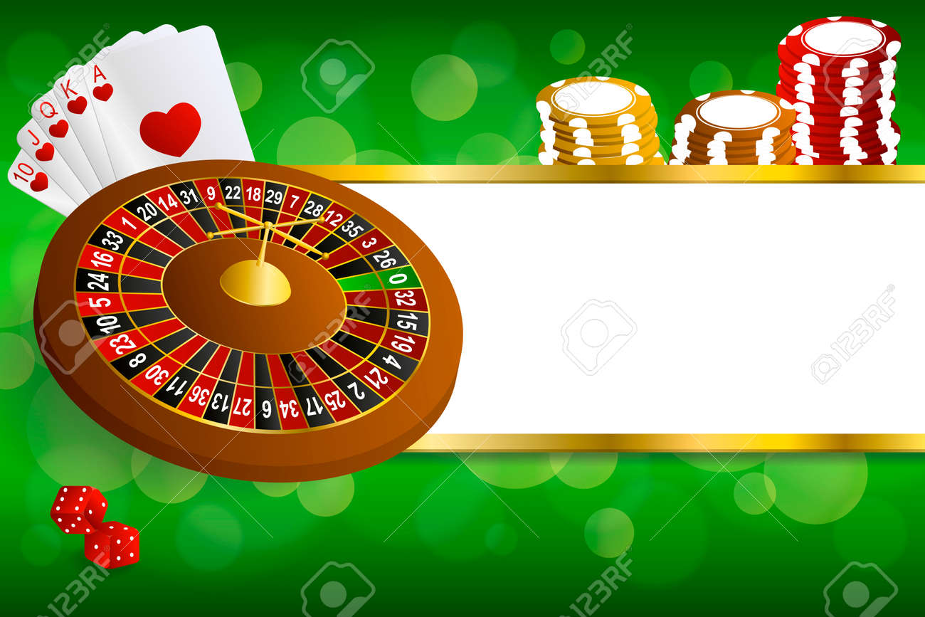 背景抽象緑金カジノ ルーレット カード チップ排泄イラストのイラスト素材 ベクタ Image