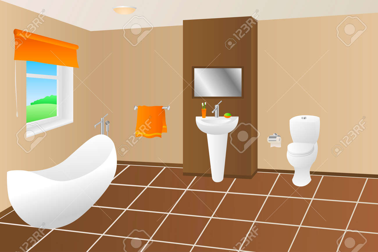 Moderne Badezimmer Beige Braun Bad Orange Handtuch Spüle Toilette ... Moderne Badezimmer Beige Braun Bad Orange Handtuch Spüle Toilette ...