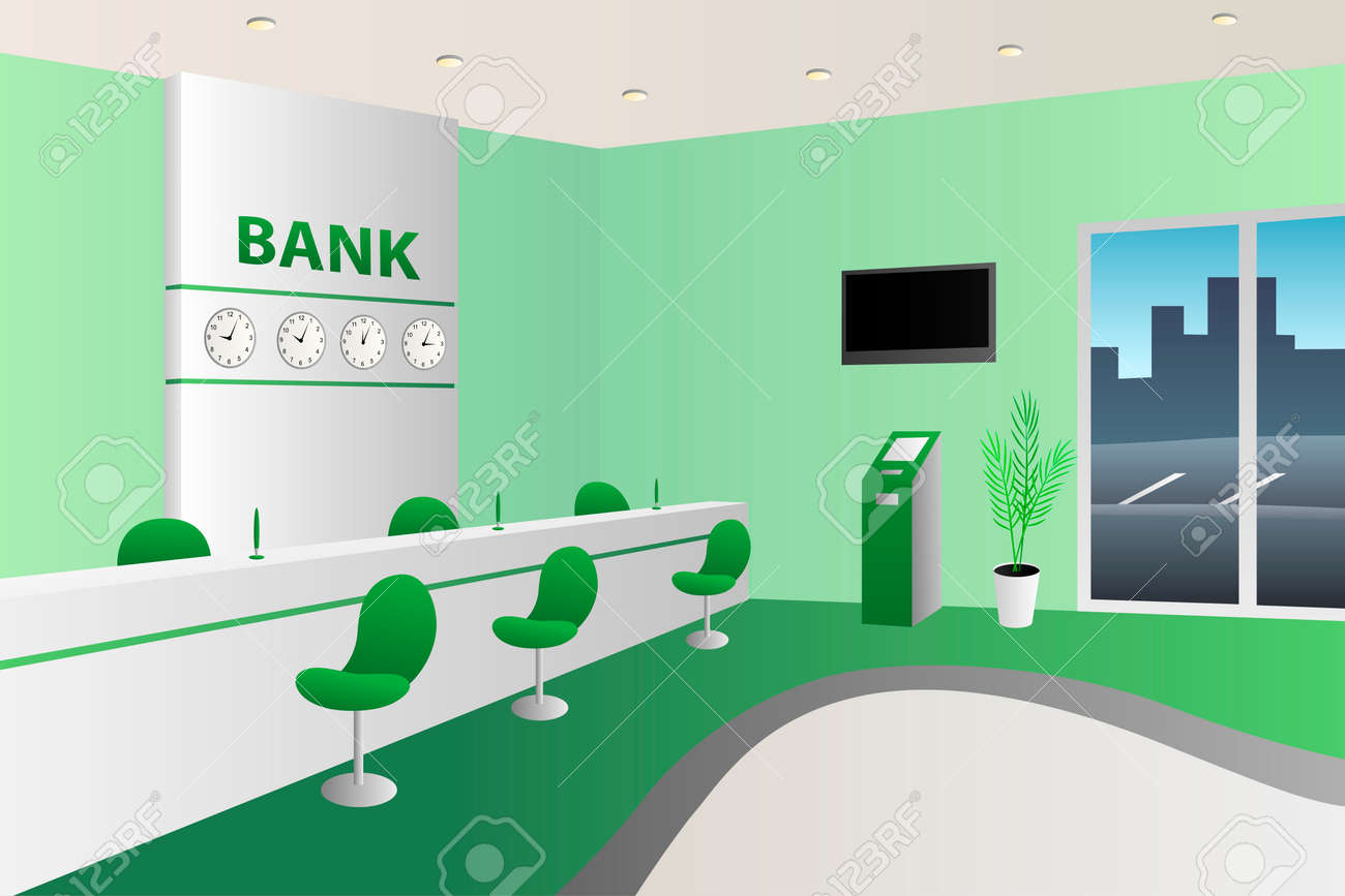 内部銀行部屋白いフロント緑の椅子イラストのイラスト素材 ベクタ Image 内部銀行部屋白いフロント緑の椅子イラストのイラスト素材 ベクタ Image