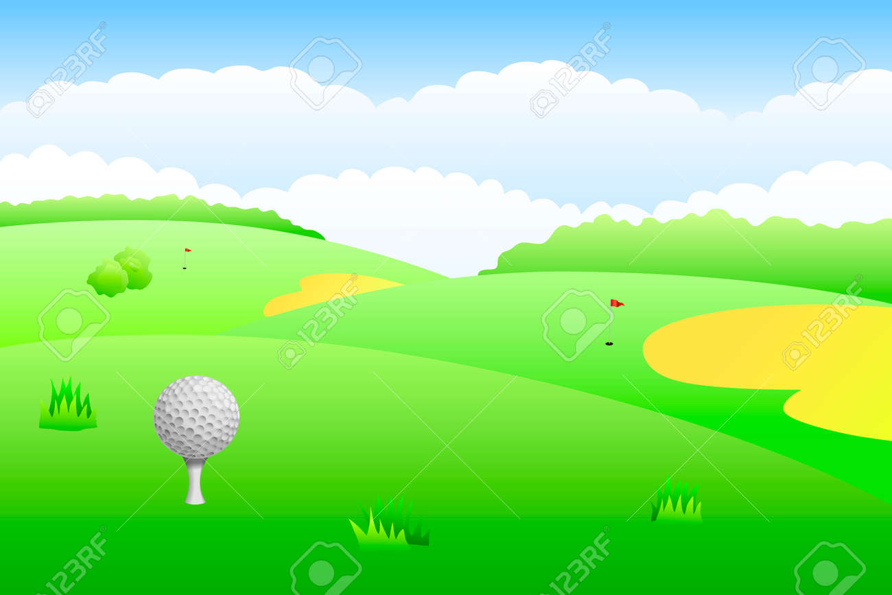 風景ゴルフ コース緑の草の背景イラスト のイラスト素材 ベクタ Image