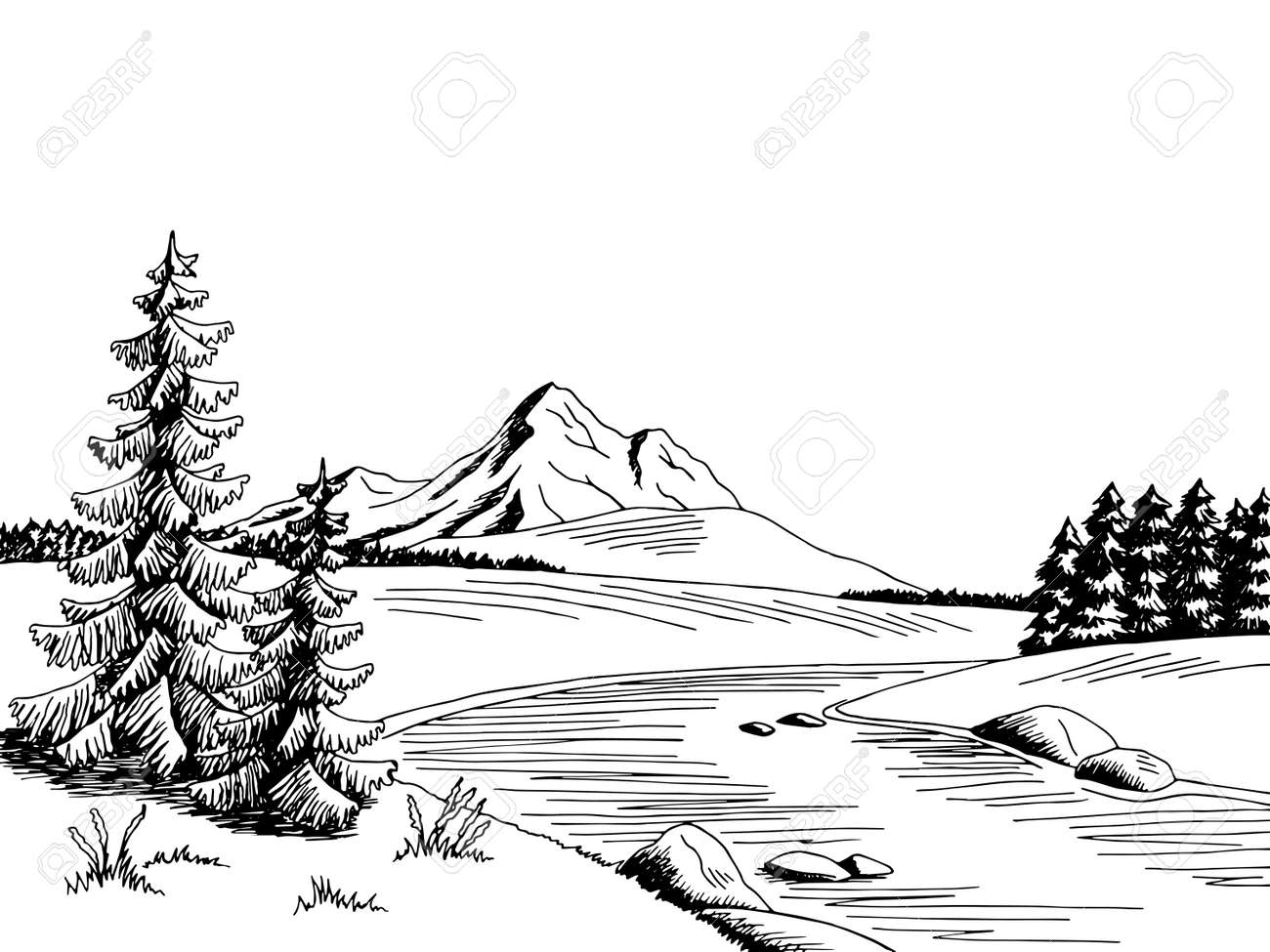 Image result for mountain and river clipart