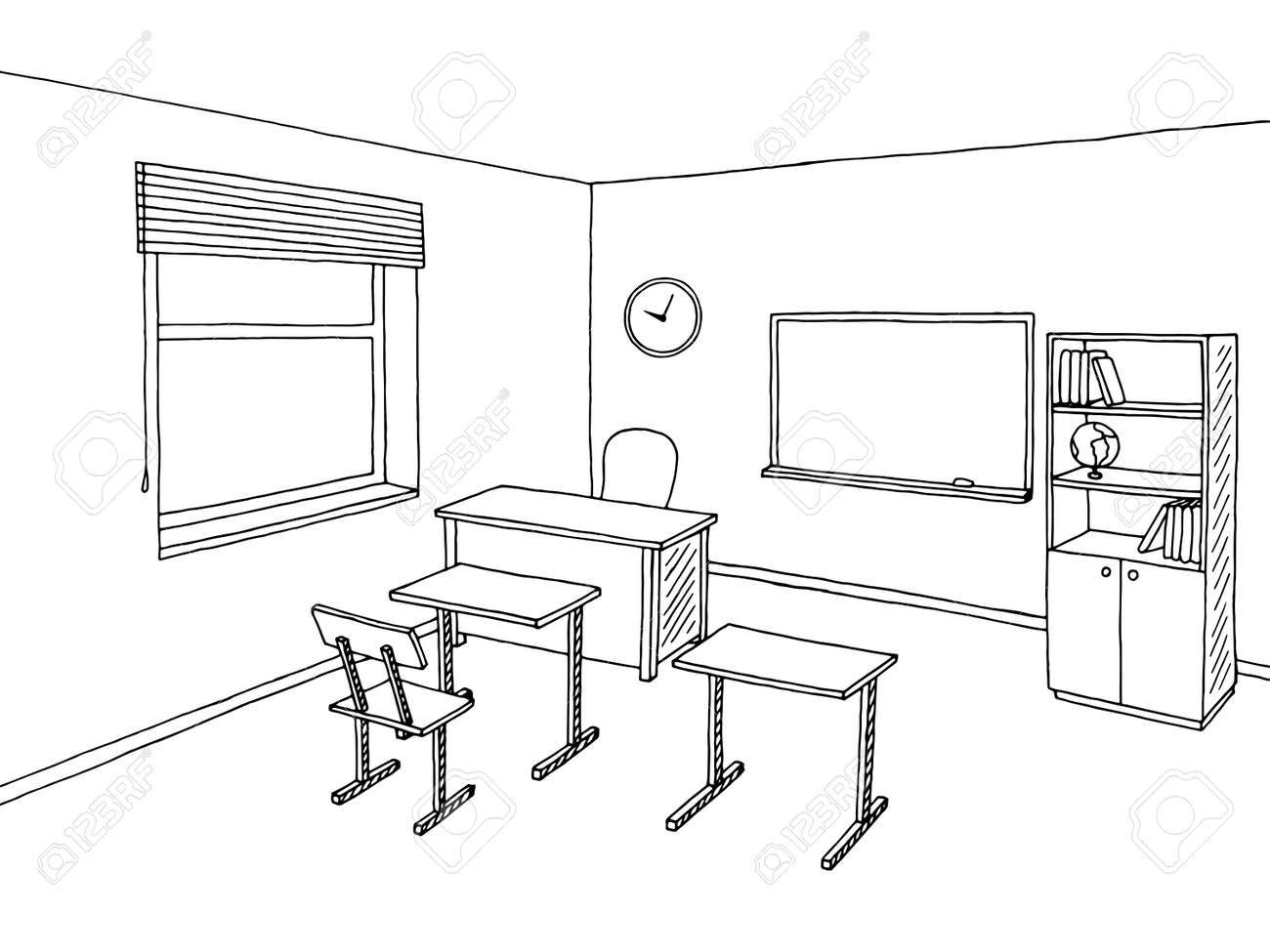 L'école D'art Classe De Graphique Illustration Blanc Salle Vecteur Croquis Noir Intérieur dxBrCoWe