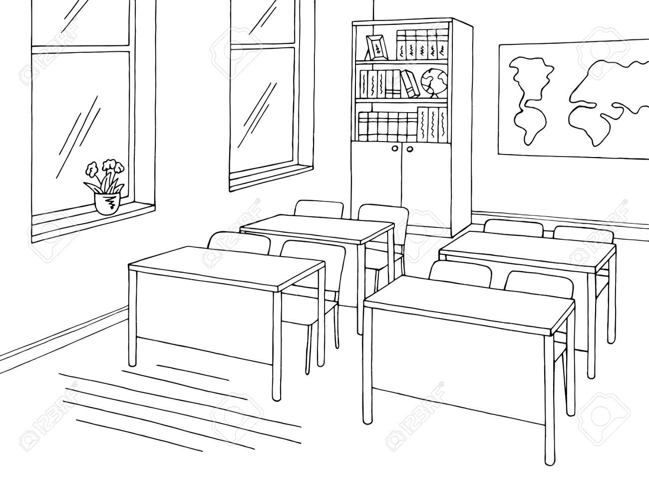 Classroom Graphic Black White School Interior Sketch Illustration Vector Royalty Free SVG, Cliparts, Vectors, And Stock Illustration. Image 135049189. Classroom Graphic Black White School Interior Sketch Illustration Vector Royalty Free SVG, Cliparts, Vectors, And Stock Illustration. Image 135049189.