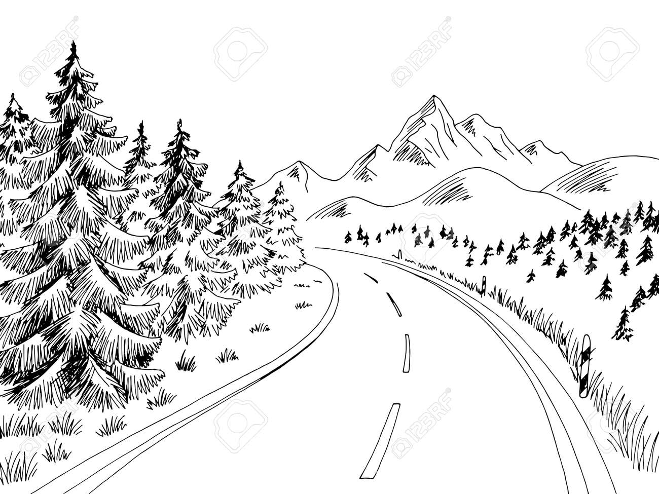 Mountain Road Graphic Black White Landscape Sketch Illustration Royalty Free Cliparts Vectors And Stock Illustration Image Mountain Road Graphic Black White Landscape Sketch Illustration Royalty Free Cliparts Vectors And Stock Illustration Image