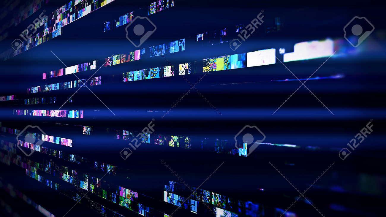 グリッチ ランダム デジタル信号異常があります 高解像度イラスト 抽象的な未来技術画像のシリーズから の写真素材 画像素材 Image