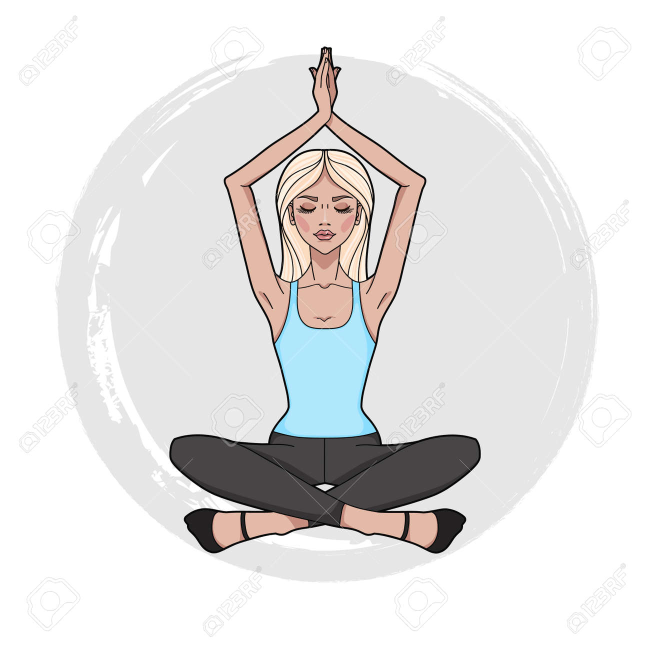 Lotus Young practicing meditative pose. beautiful.. Fashion girl Yoga.