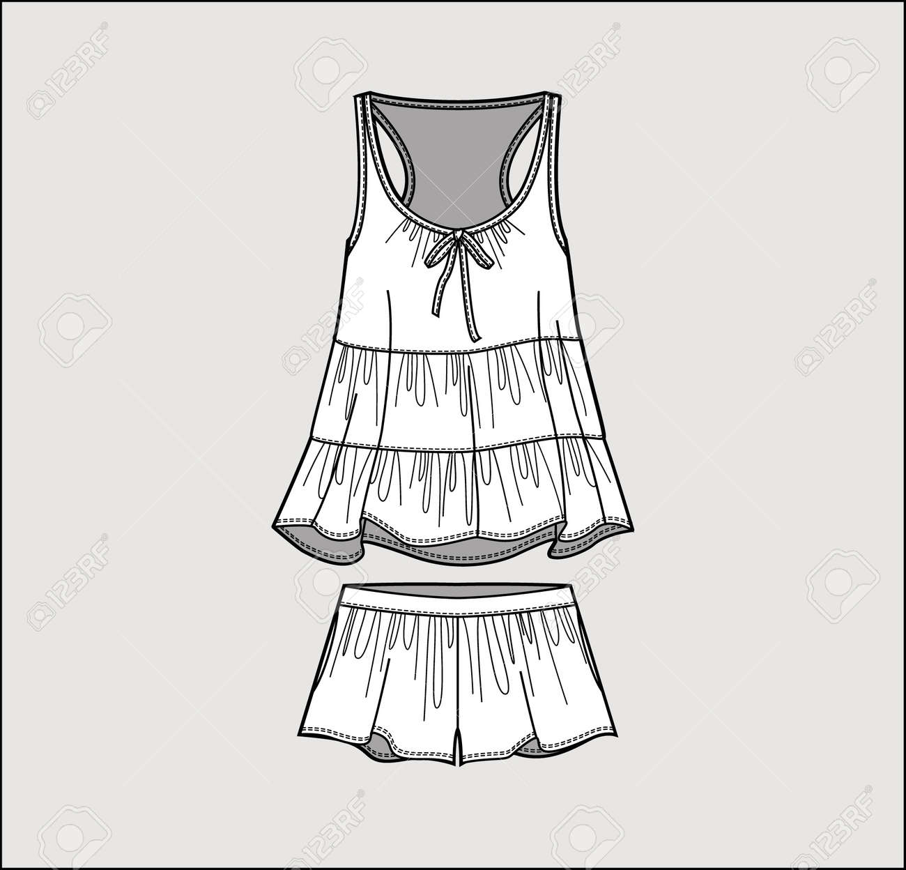 silk pajama set romantic top and shorts isolated vector royalty