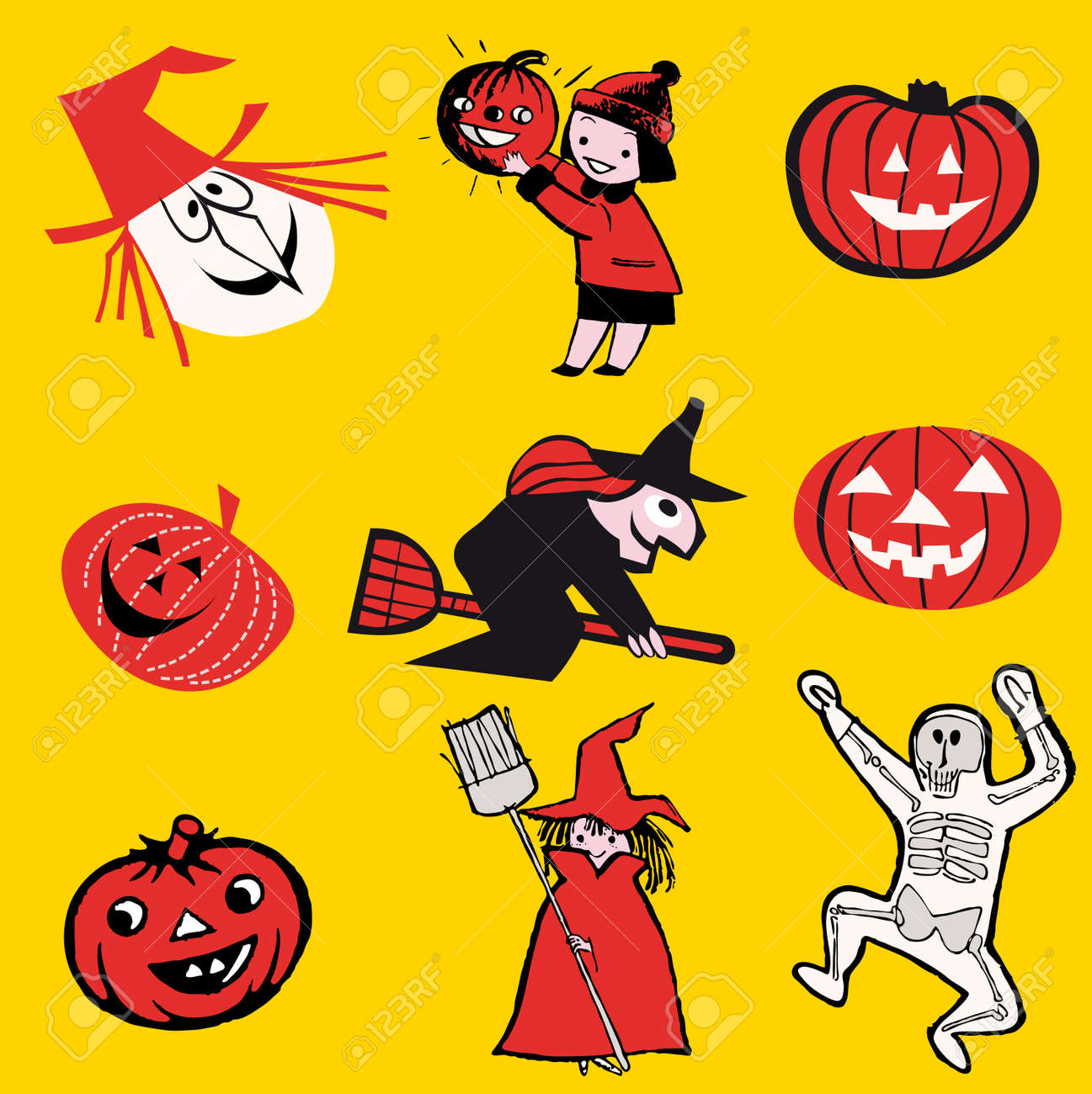 Set Of Illustrations Halloween Theme Cartoon Stock Vector 6475752 Set Of Illustrations Halloween Theme Cartoon Stock Vector 6475752