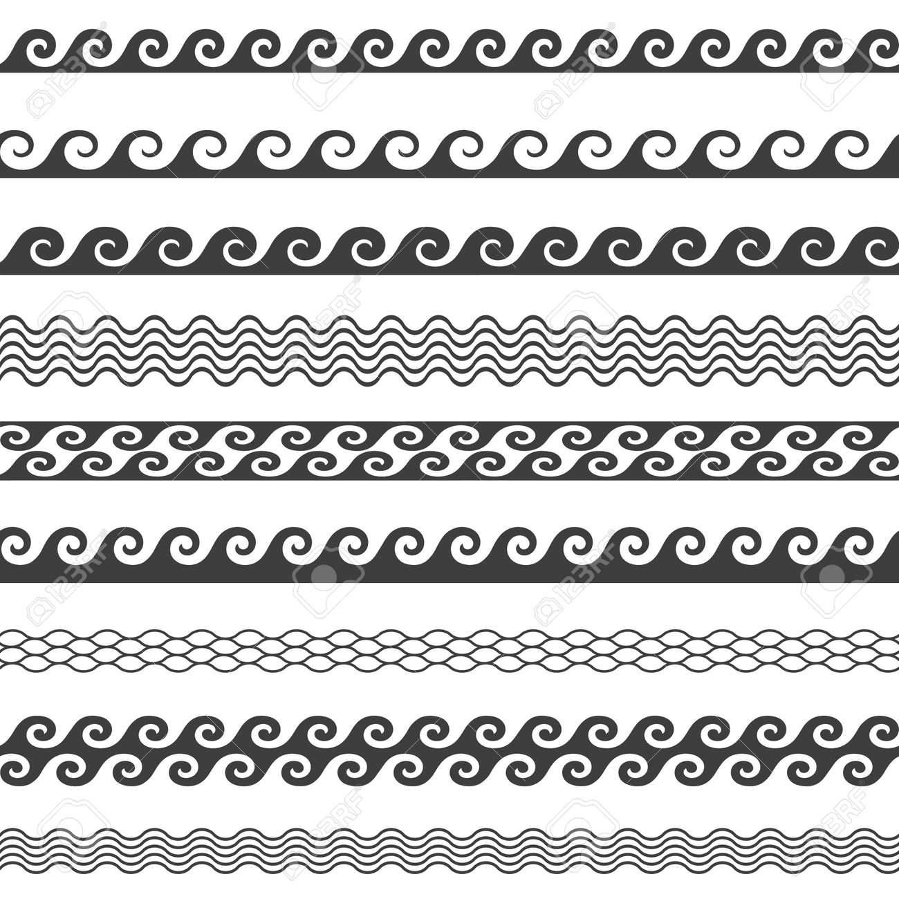 9 月にシームレスな線ベクトル波パターンの罫線 のイラスト素材 ベクタ Image