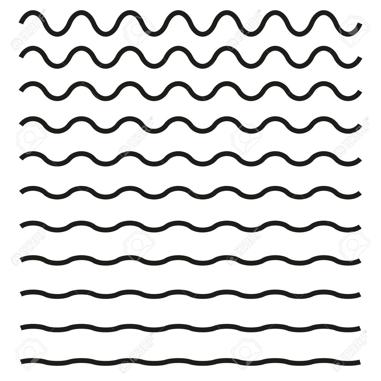 波線の水平線アイコンのセット のイラスト素材 ベクタ Image