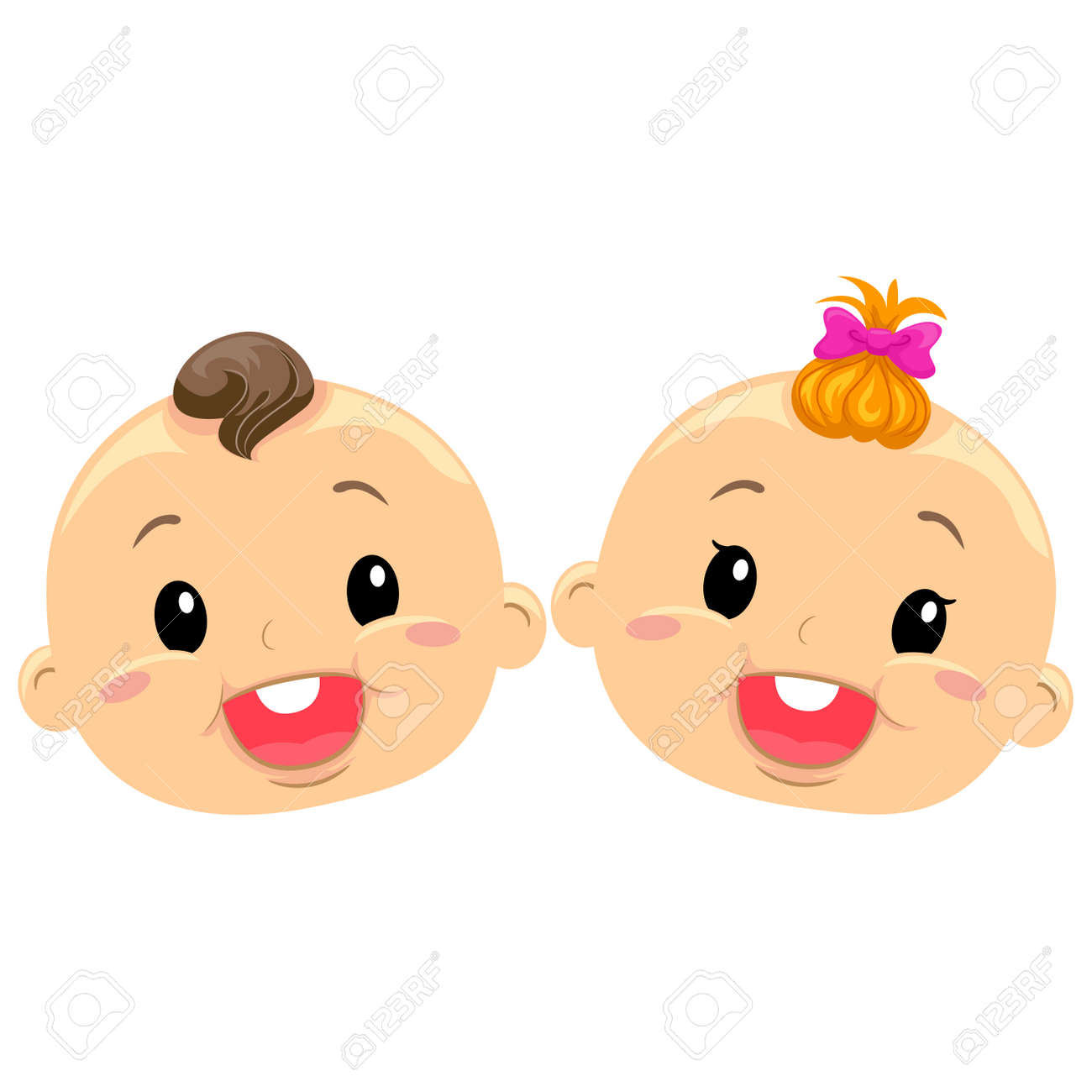 双子の赤ちゃんの顔のイラスト のイラスト素材 ベクタ Image 双子の赤ちゃんの顔のイラスト のイラスト素材 ベクタ Image