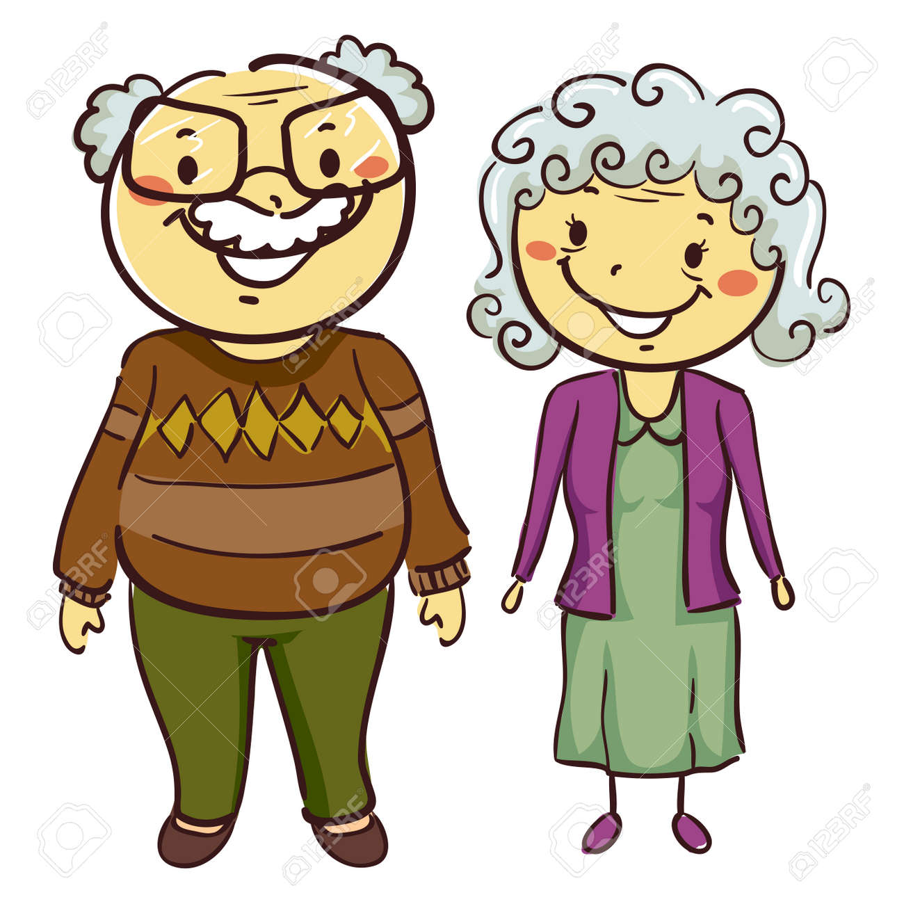 Vector Illustration Of Grandmother And Grandfather Royalty Free ...