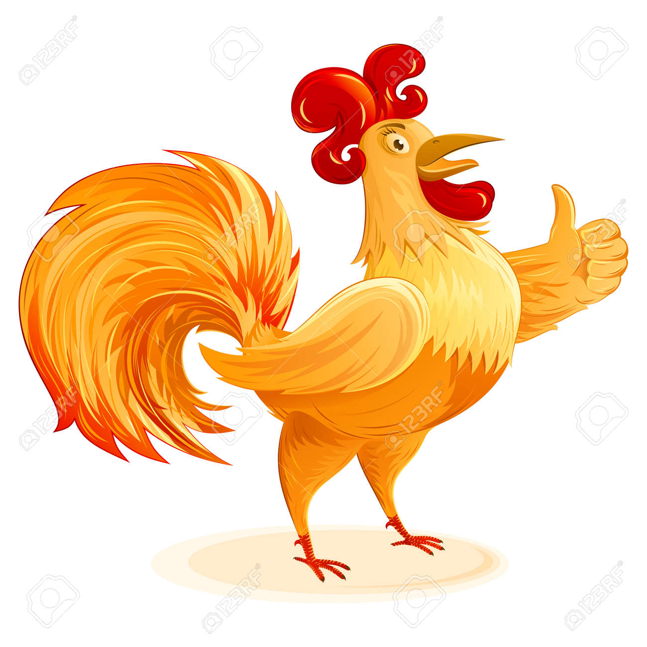 新しい年 17 年の酉漫画のキャラクター面白いカラフルなおんどり ベクトル描画のイラスト素材 ベクタ Image