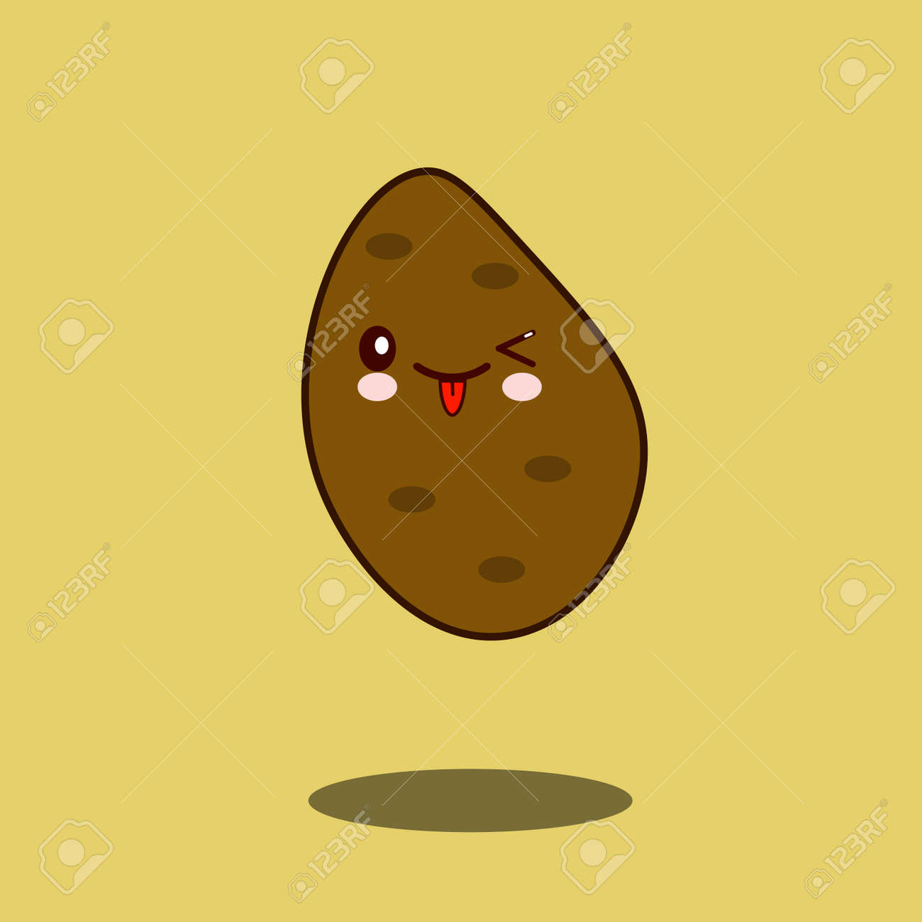 かわいい野菜ジャガイモ漫画文字面白い正とフレンドリーなジャガイモの絵文字かわいい顔アイコン 幸せなコミカルな野菜フラット デザイン イラスト の写真素材 画像素材 Image