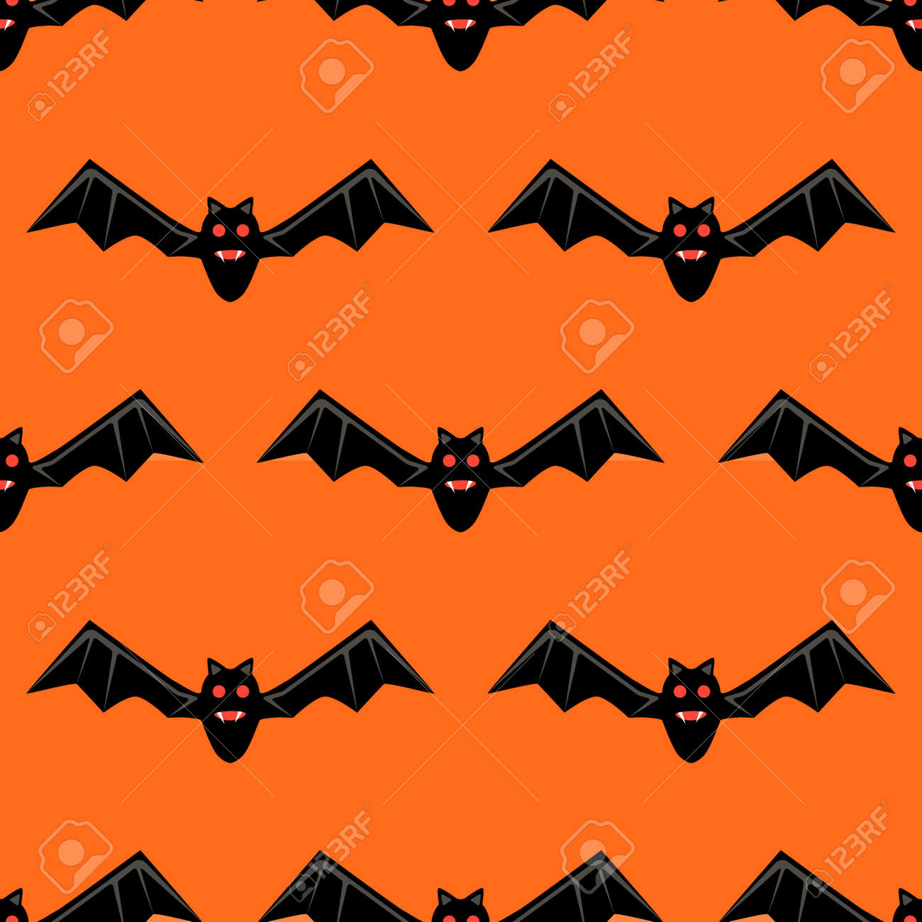 seamless pattern with bats bats isolated on orange background