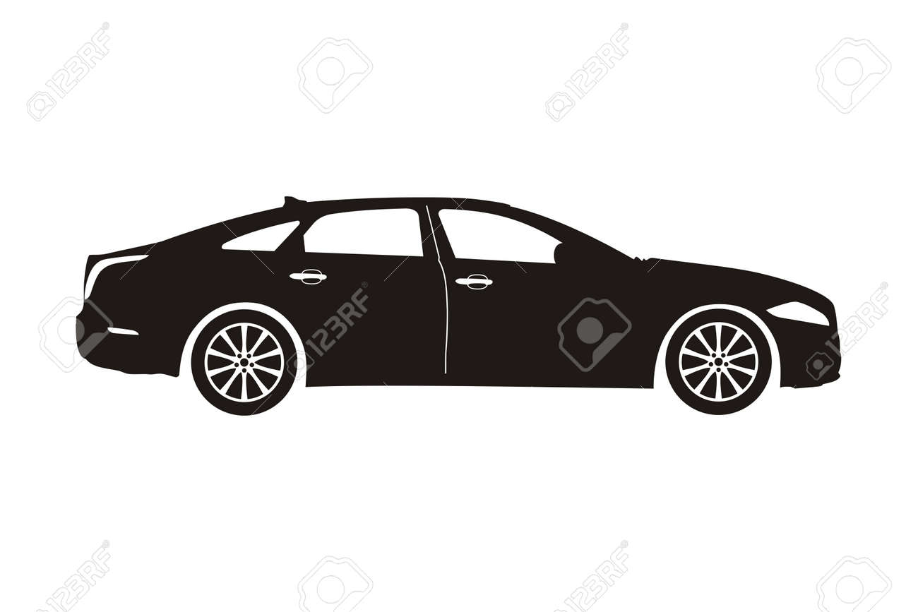 白い背景の黒いアイコン車セダンのイラスト素材 ベクタ Image