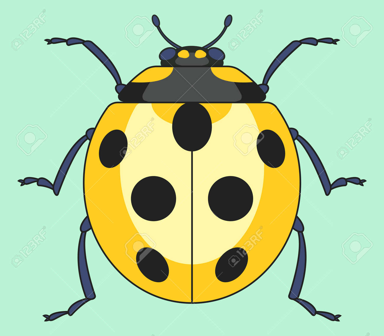 黄色いてんとう虫昆虫のイラスト のイラスト素材 ベクタ Image
