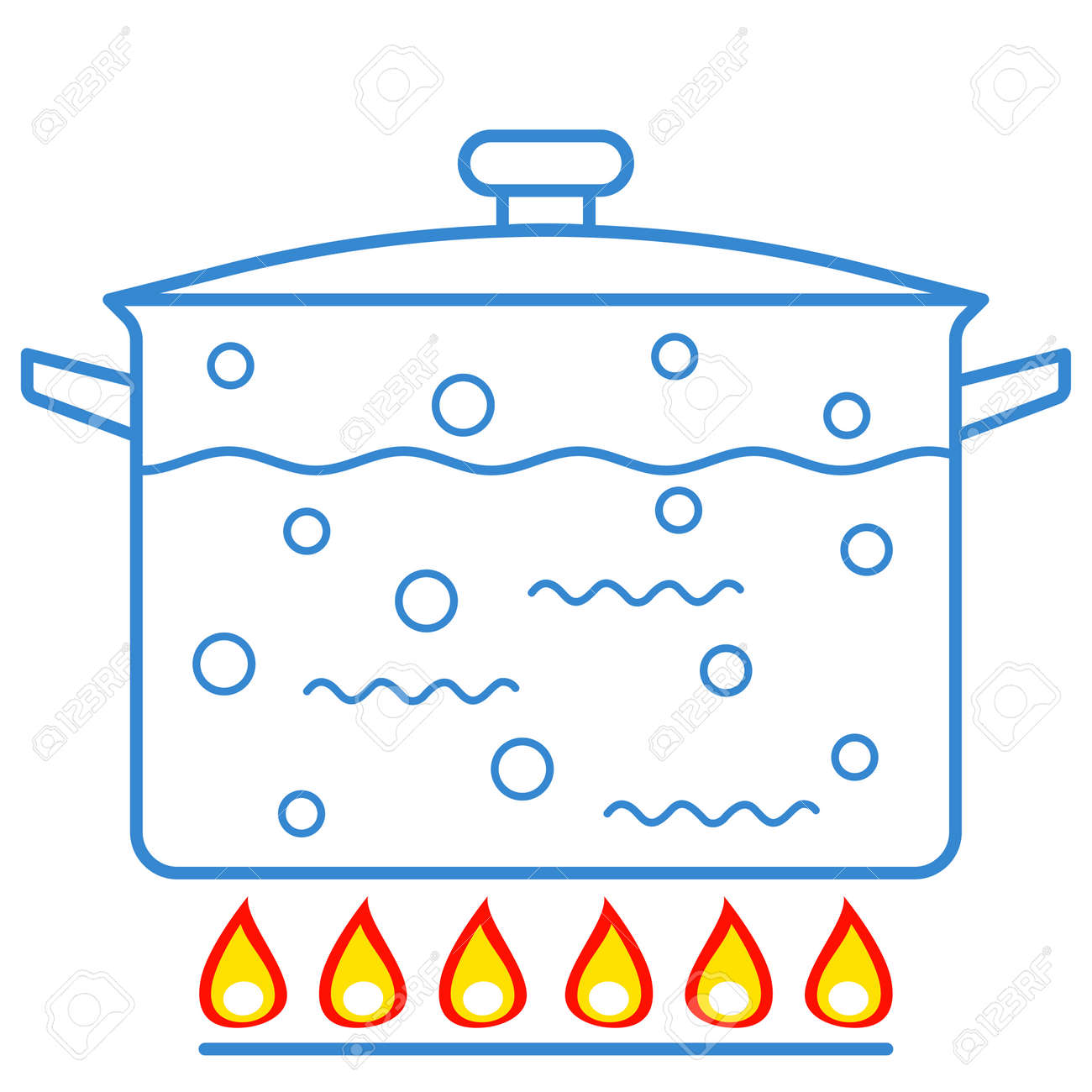 鍋に水を沸騰の図 のイラスト素材 ベクタ Image