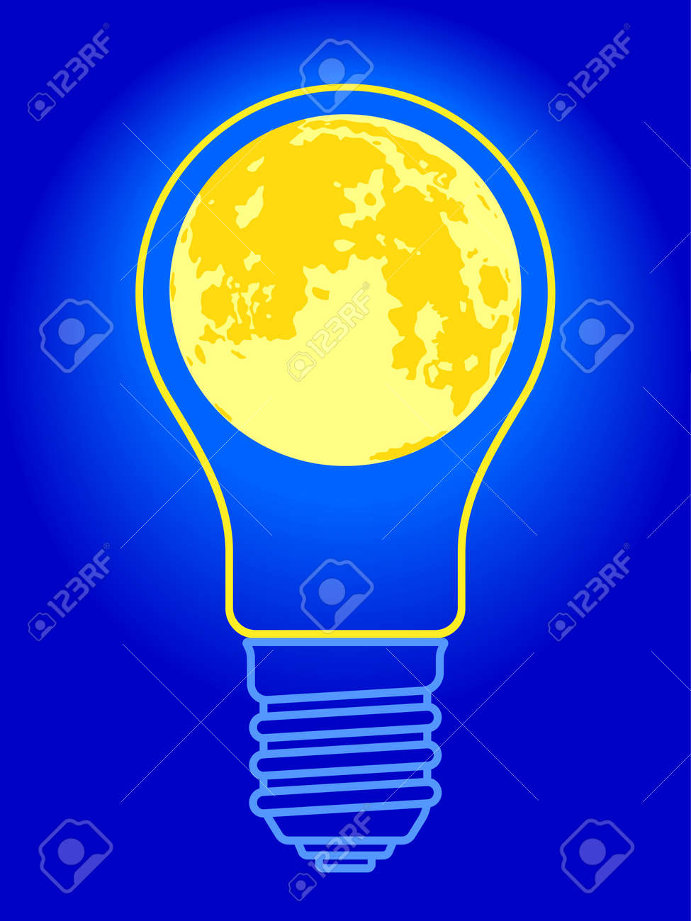 illustration of the abstract light bulb and full moon ロイヤリティ