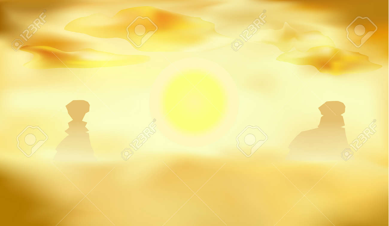 砂漠の風景 砂丘 太陽背景ベクトル イラストのイラスト素材 ベクタ Image 砂漠の風景 砂丘 太陽背景ベクトル イラストのイラスト素材 ベクタ Image
