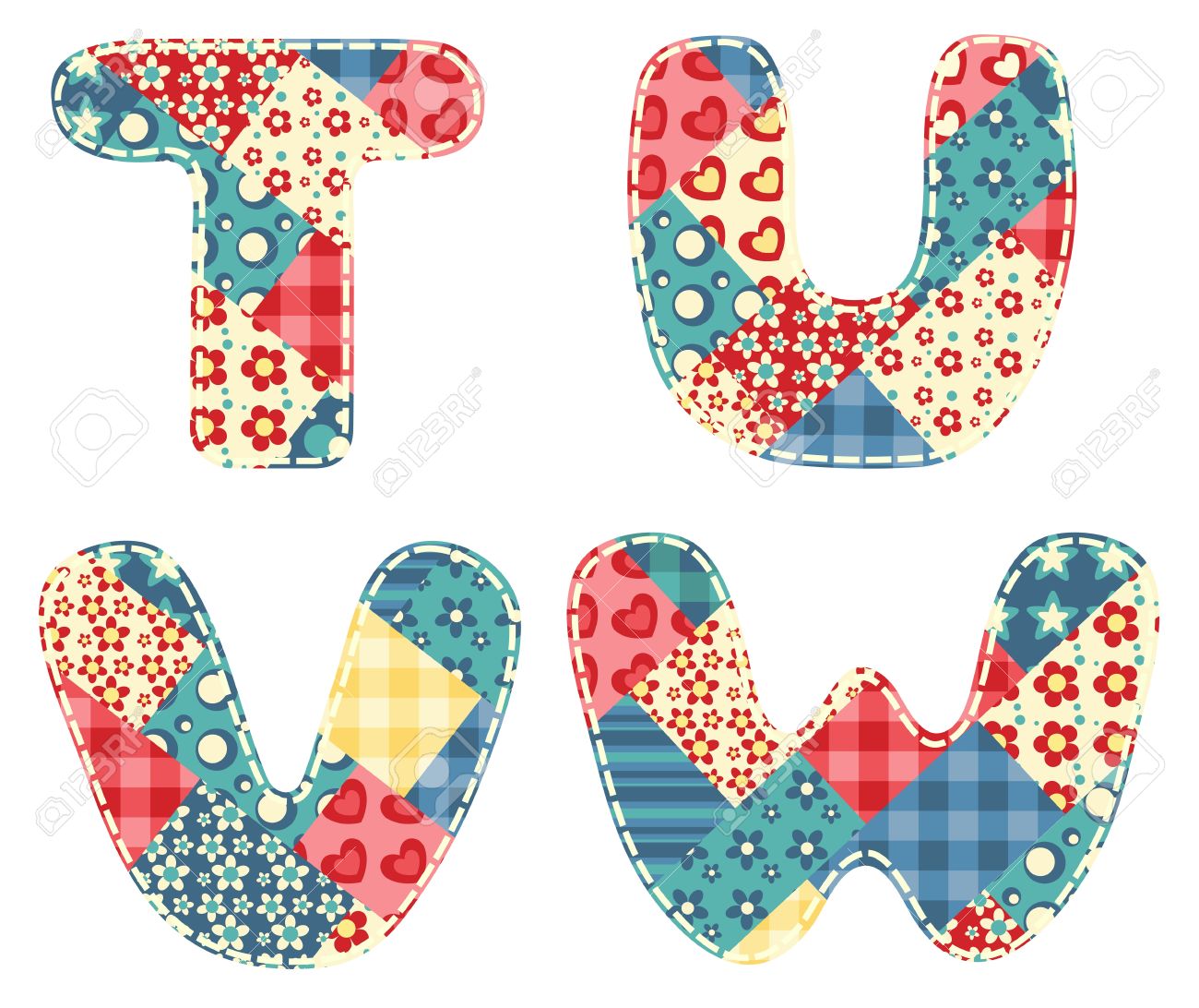 Quilt Alphabet Letters T U V W Vector Illustration Royalty Free Svg Cliparts Vectors And Stock Illustration Image 12496975
