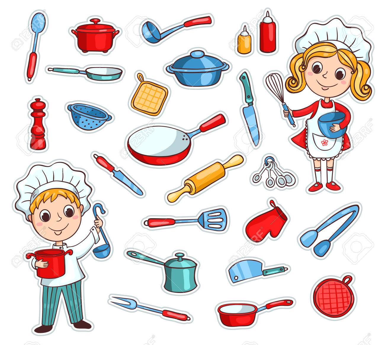 2 つのかわいい料理漫画キッチン調理器具のセットです ベクター子供のイラスト 白で隔離 の写真素材 画像素材 Image 2 つのかわいい料理漫画キッチン調理器具のセットです ベクター子供のイラスト 白で隔離 の写真素材 画像素材 Image