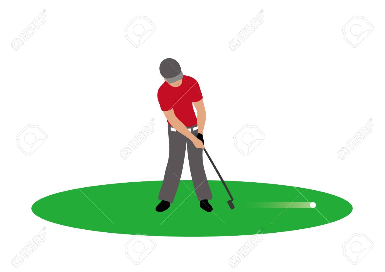 ゴルフボールを打つゴルフ選手のイラスト のイラスト素材 ベクタ Image