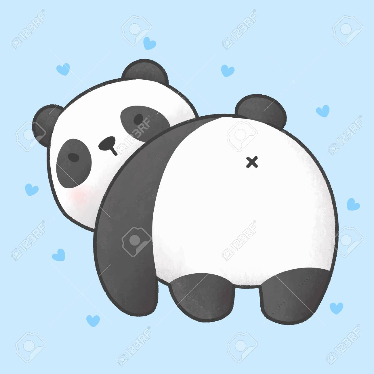 Cute Panda Bear Looking Back Hand Drawn Cartoon Animal Character Hand Drawing Vector Cartoon Character Design Royalty Free Cliparts Vectors And Stock Illustration Image