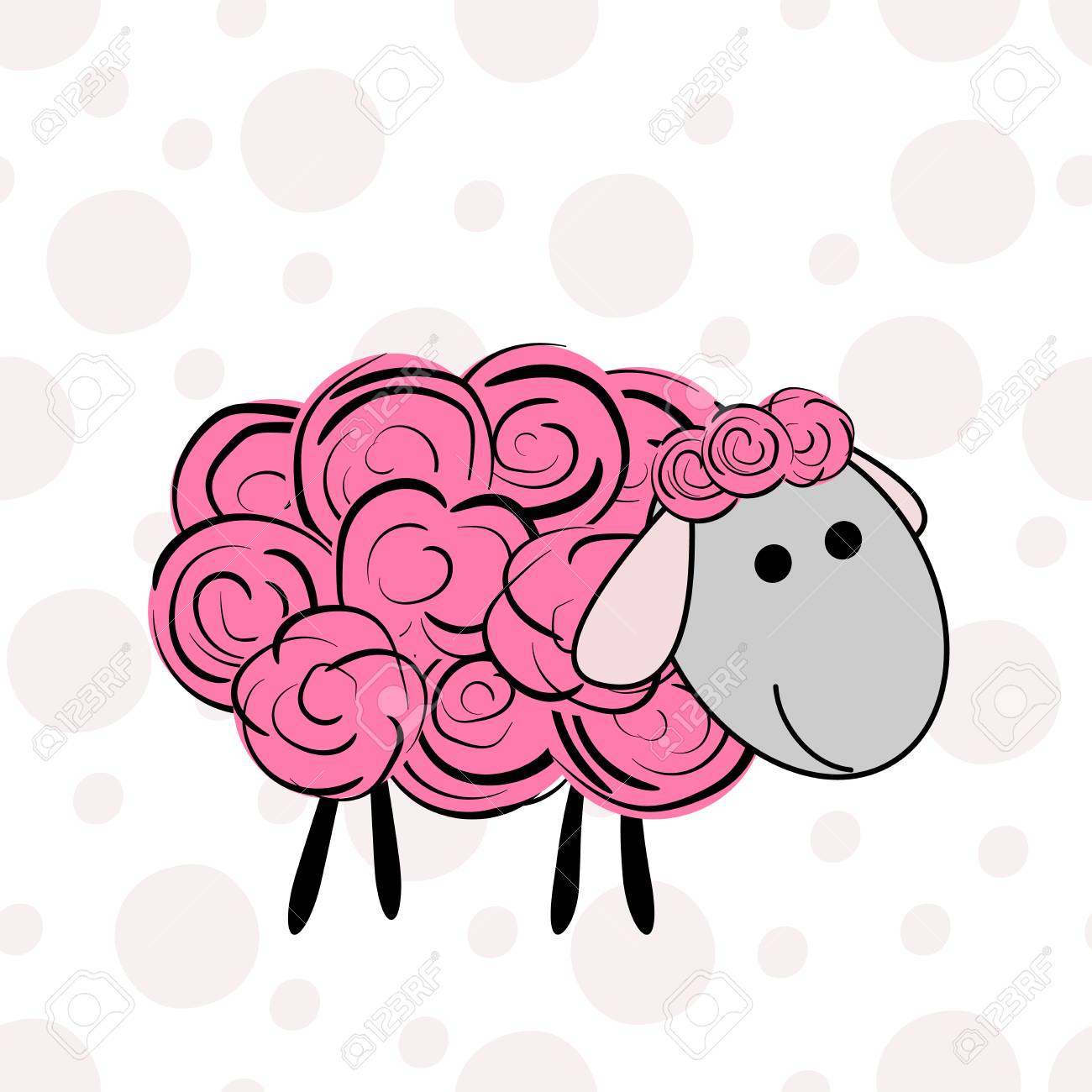 Vector Illustration Of A Cartoon Sheep Prints For Textiles