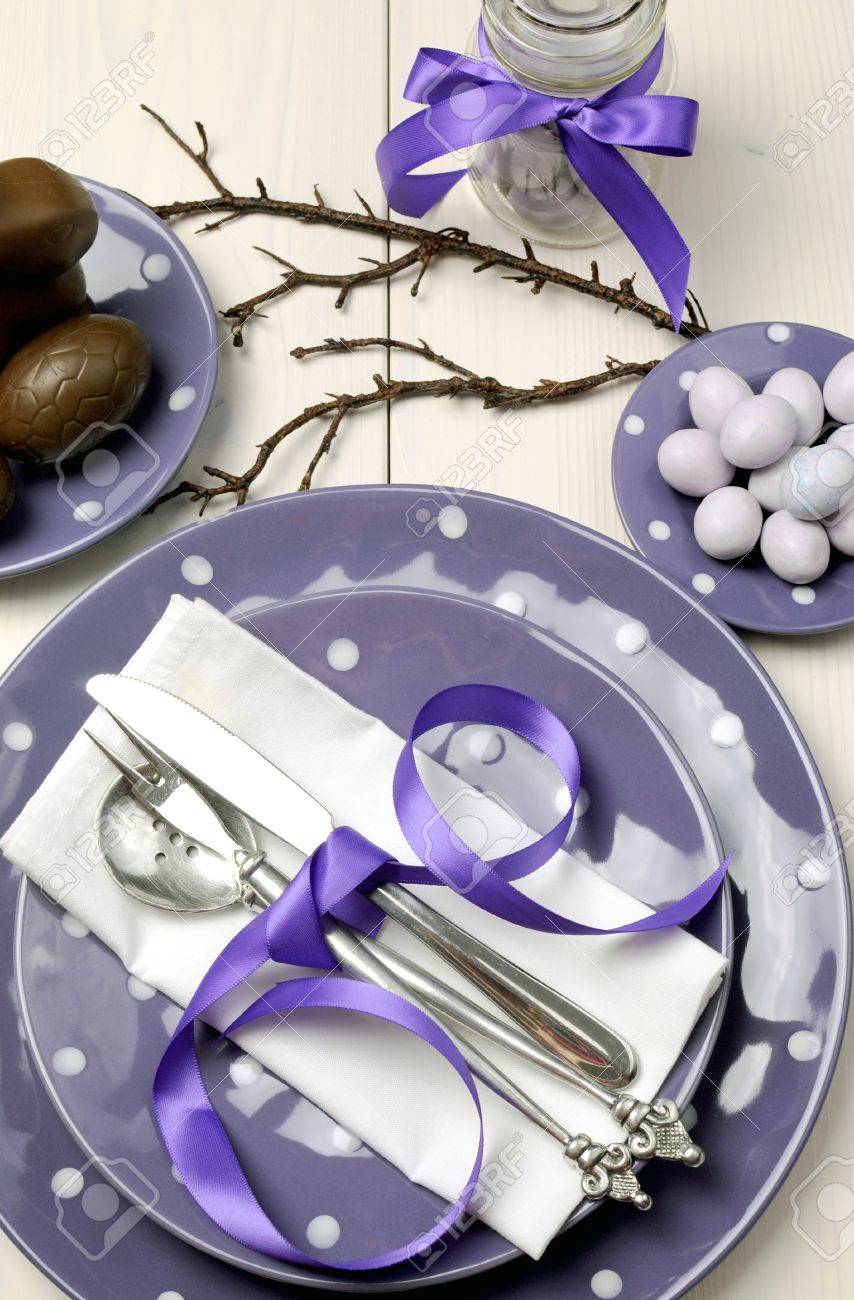 Purple Theme Easter Dinner, Breakfast Or Brunch Table Setting ... Purple Theme Easter Dinner, Breakfast Or Brunch Table Setting ...