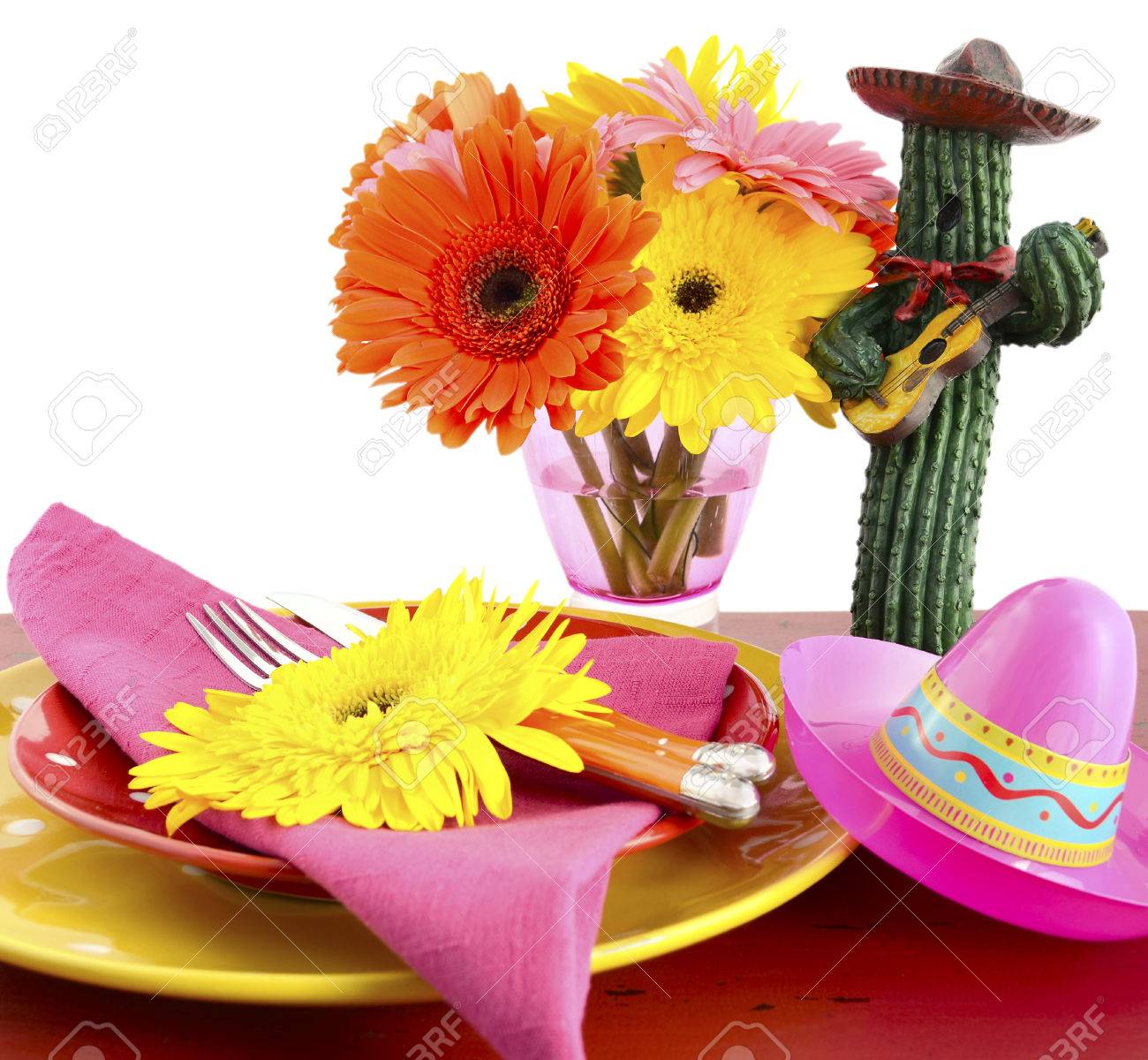 Happy Cinco De Mayo Bright Colorful Party Table Place Setting Stock Photo Picture And Royalty Free Image Image