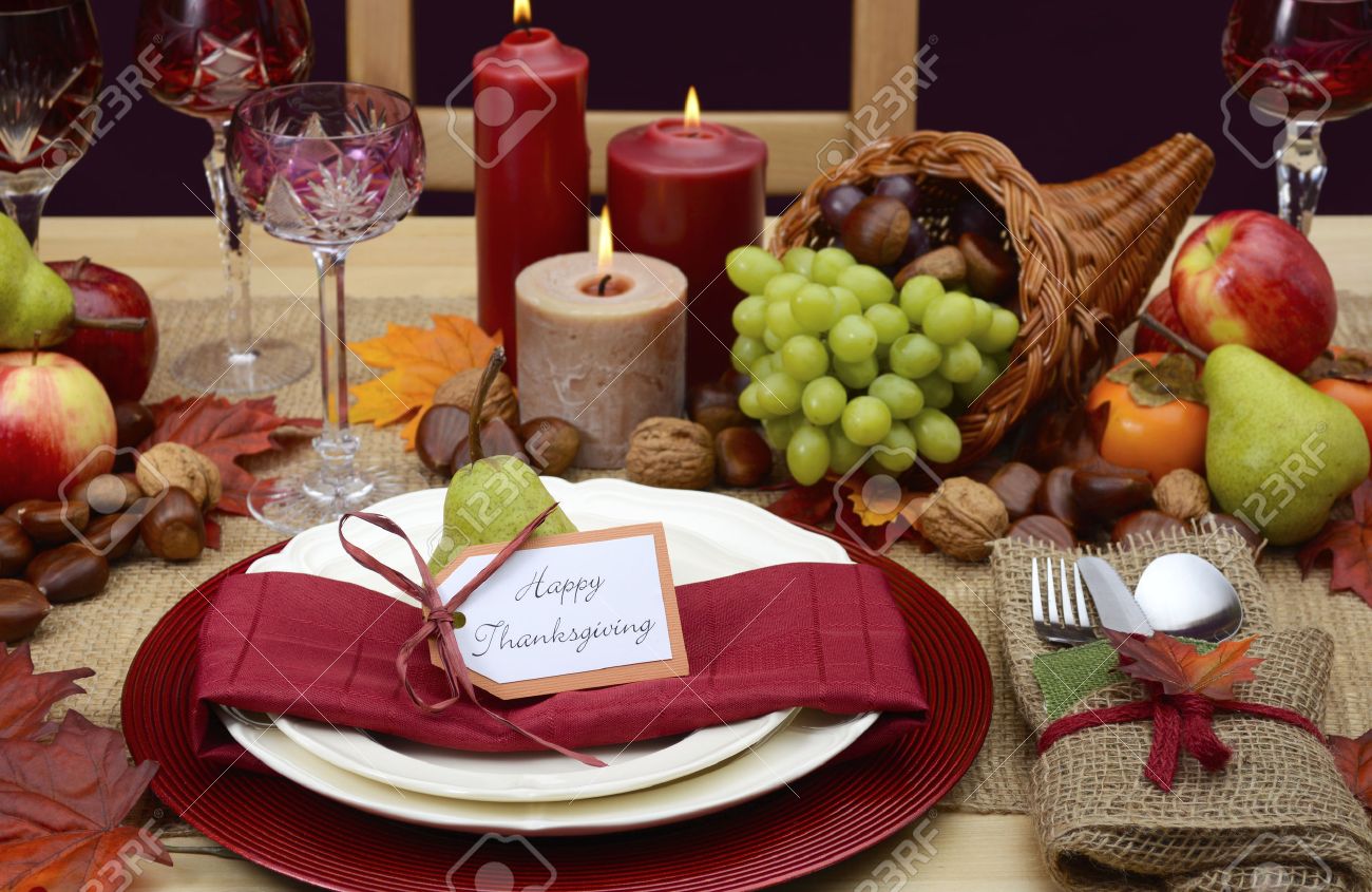 Country Style Rustic Thanksgiving Table With Place Setting ... Country Style Rustic Thanksgiving Table With Place Setting ...