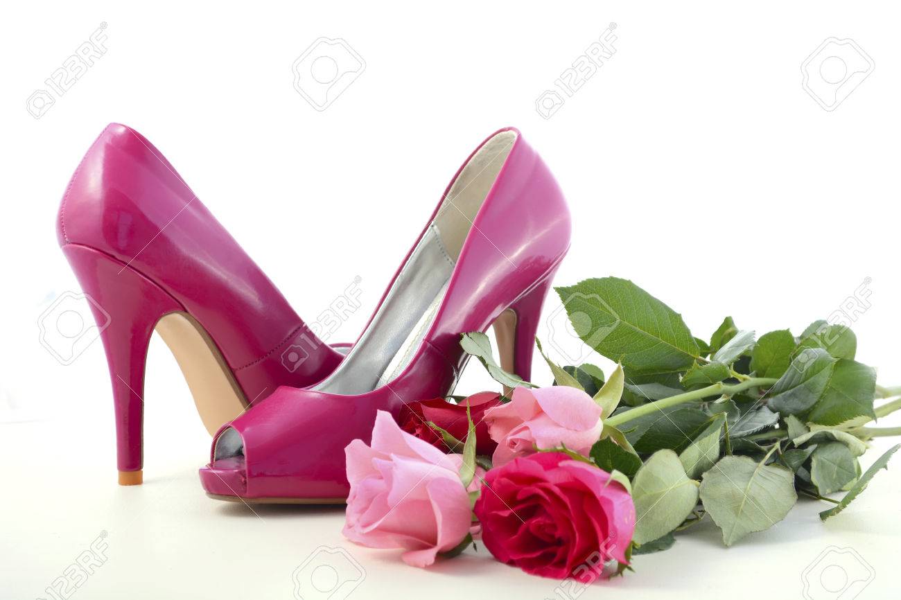 high heels with roses