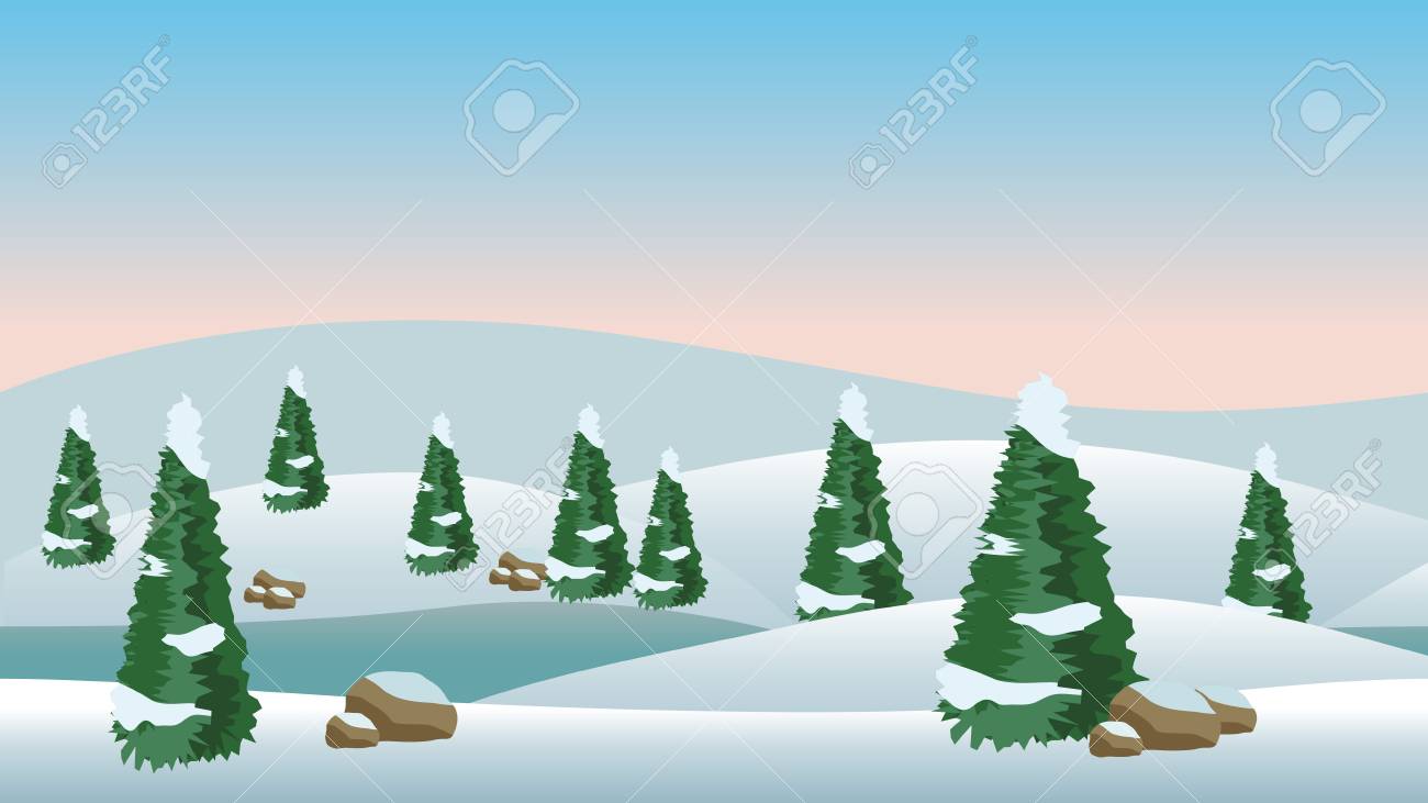 Vector Paisaje De Invierno Para Dibujos Animados O Fondo De Escena De Juego. Nieve, árboles De Coníferas Y Río Frío. Ilustración Del Vector, Horizontalmente Inconsútil. Ilustraciones Svg, Vectoriales, Clip Art Vectorizado Libre Vector Paisaje De Invierno Para Dibujos Animados O Fondo De Escena De Juego. Nieve, árboles De Coníferas Y Río Frío. Ilustración Del Vector, Horizontalmente Inconsútil. Ilustraciones Svg, Vectoriales, Clip Art Vectorizado Libre