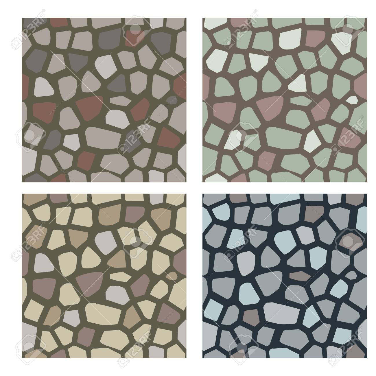 Set Of Stone Textures Stones Cobbles To Use As A Texture For Wall Or Pavement Seamless Vector Pattern Royalty Free Cliparts Vectors And Stock Illustration Image