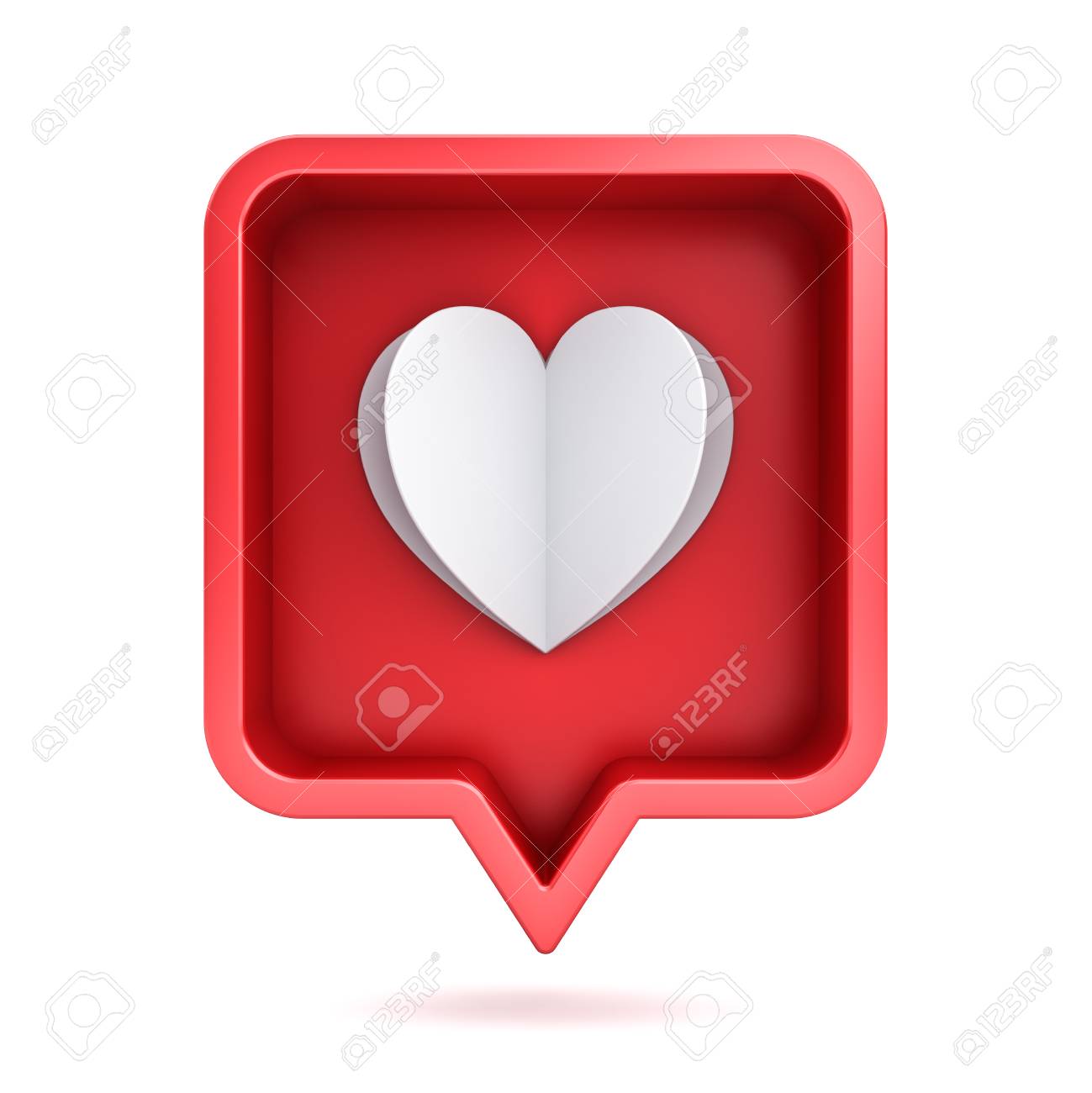 3d Social Media Notification Love Like Paper Folding Heart Icon