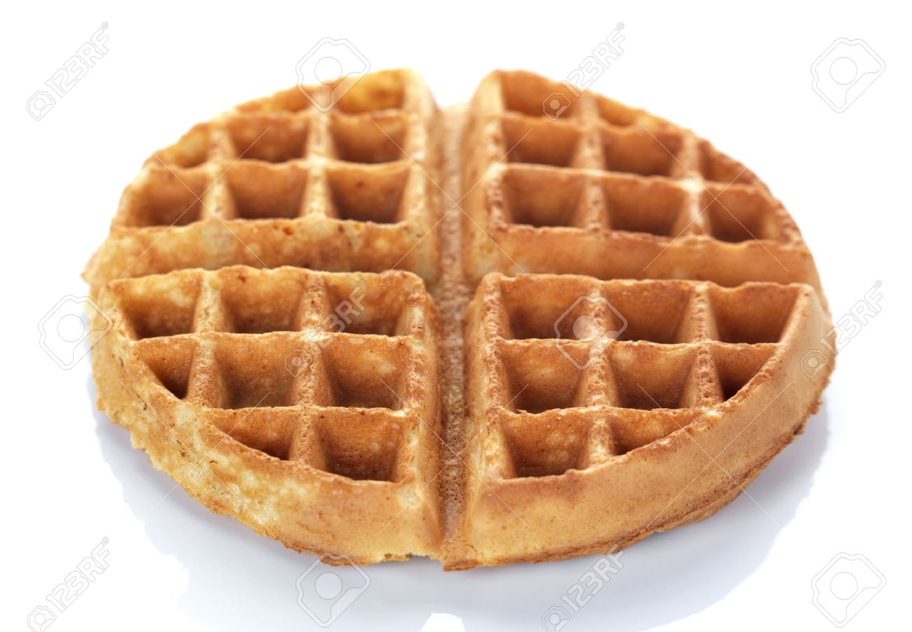 A Round Waffle On A White Background Stock Photo, Picture And ...