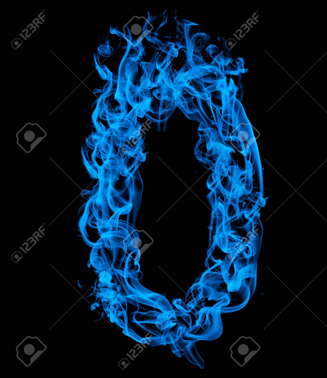 Number Zero Blue Fire Stock Photo, Picture and Royalty Free Image