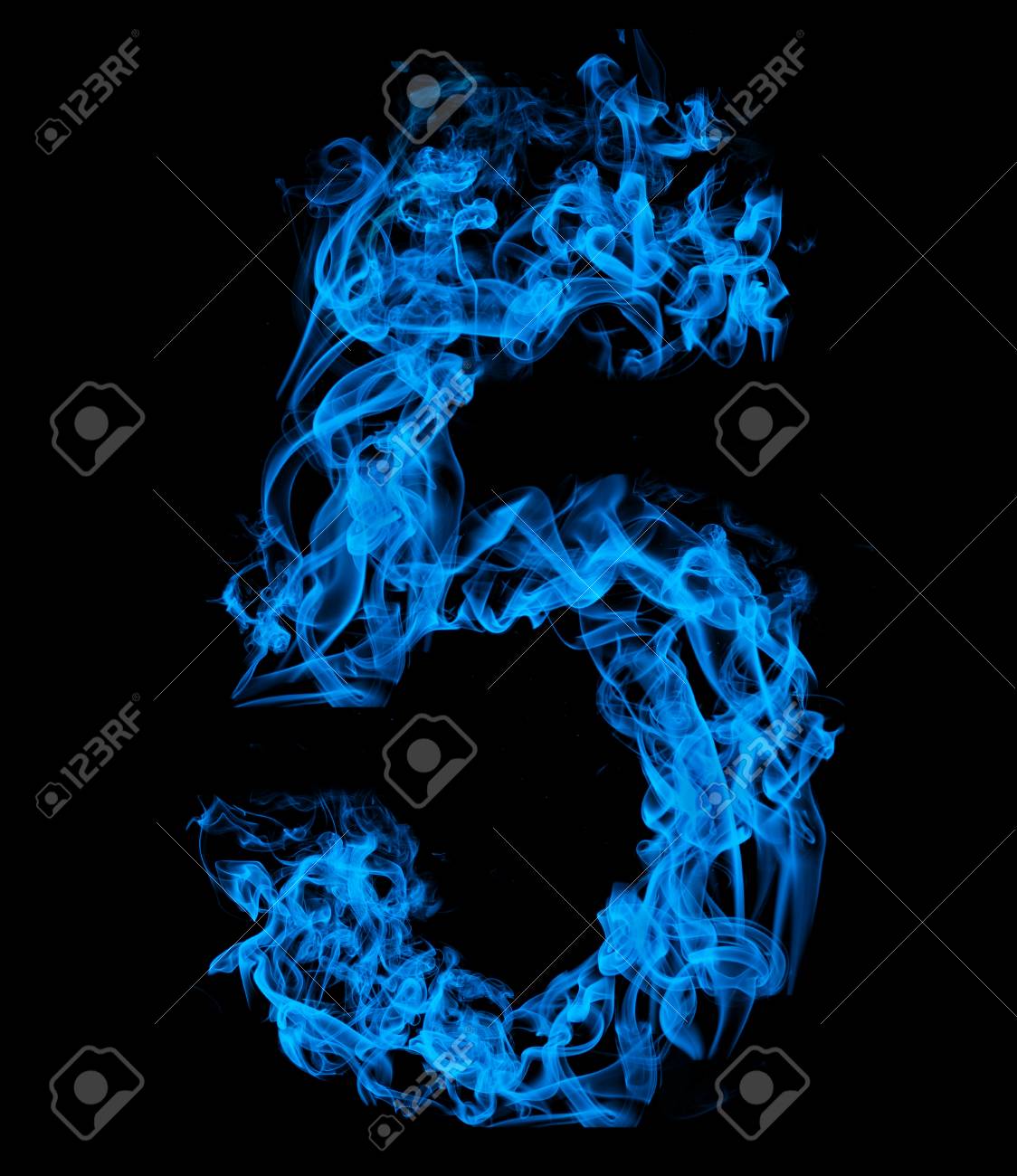 Number Five Blue Fire Stock Photo Picture And Royalty Free Image Image