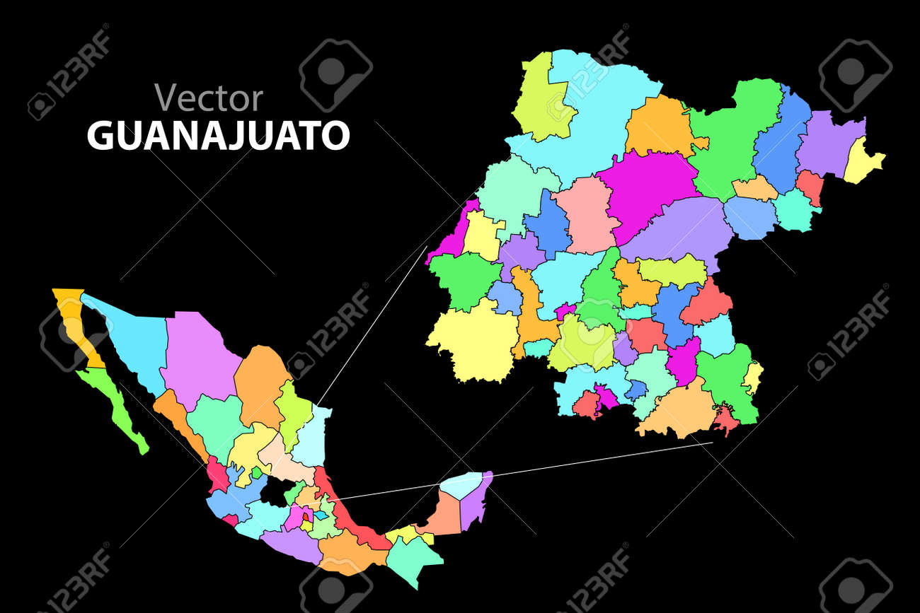 Political Map Of Mexico With Colors And Without Names. Guanajuato State  Royalty Free SVG, Cliparts, Vectors, And Stock Illustration. Image  169530292.