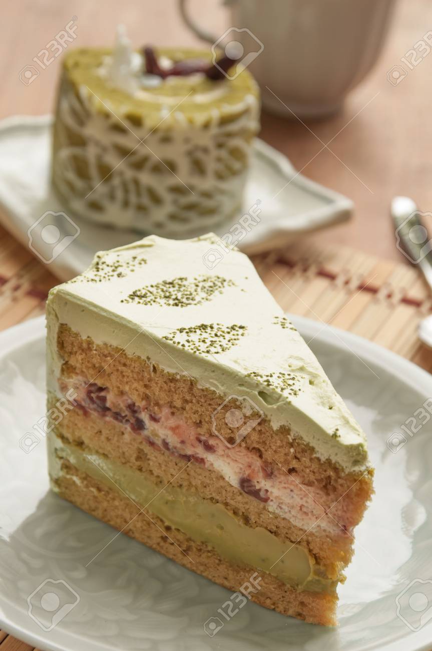 Gateau Au The Matcha Japonais Cafe Et Gateau Banque D Images Et Photos Libres De Droits Image