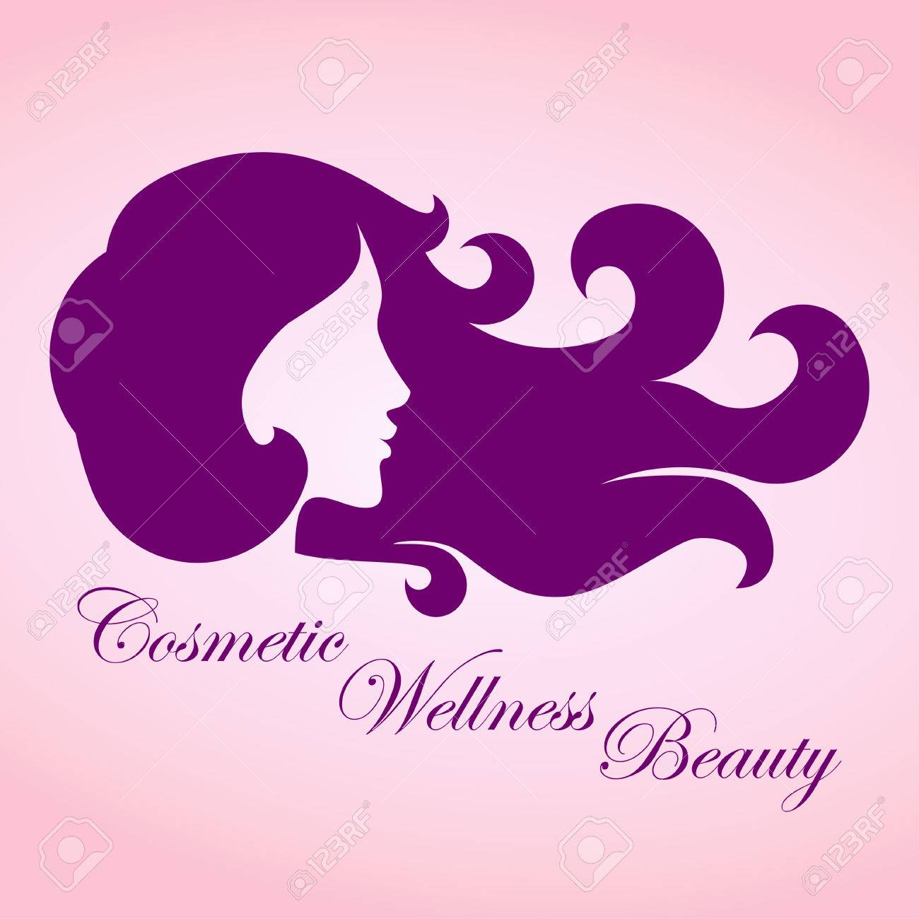 beauty girl with curly hair logo business sign template for