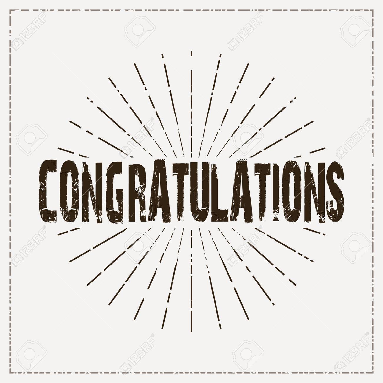 Congratulations Card Retro Design, Achievement Text Typography ...