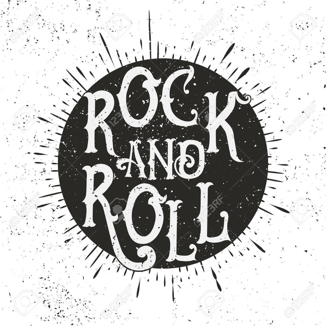 monochrome rock music print hipster vintage label graphic design