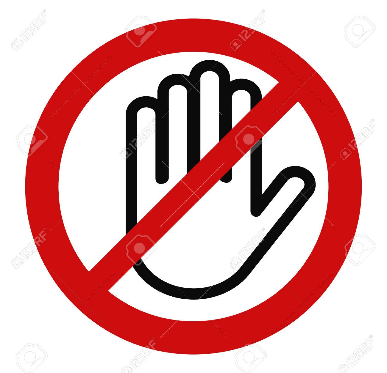 stop hand no entry red round sign do not touch ban circle royalty