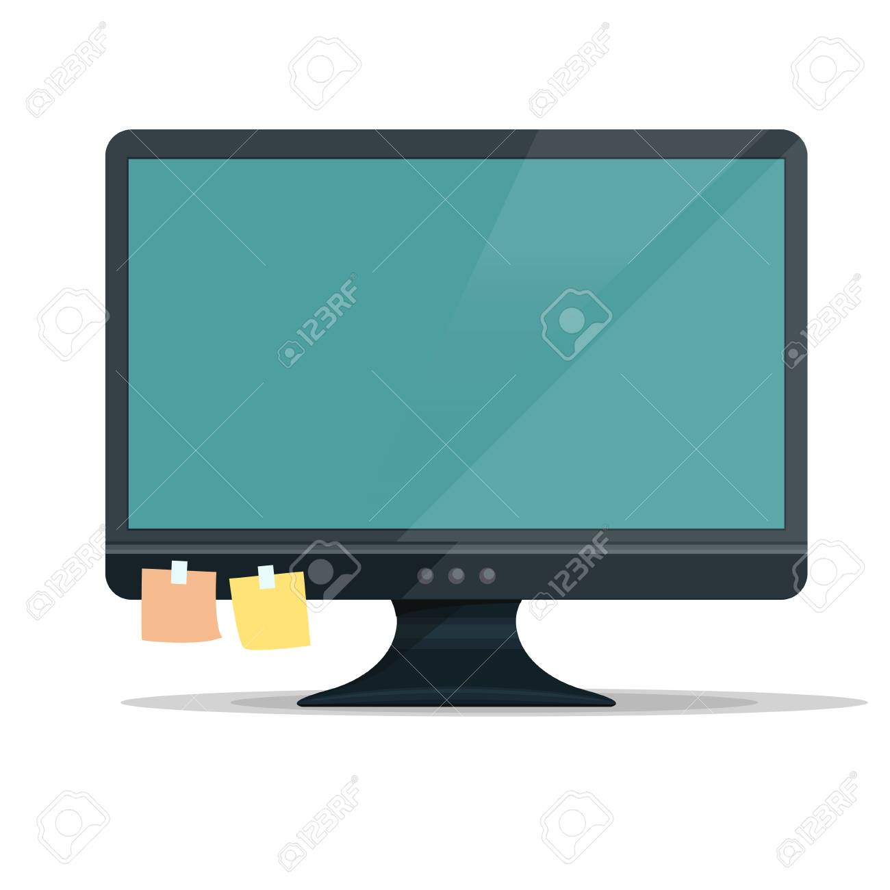 Computer Monitor Display, screen with Note stickers. Vector Computer Monitor Display, screen with Note stickers. Vector
