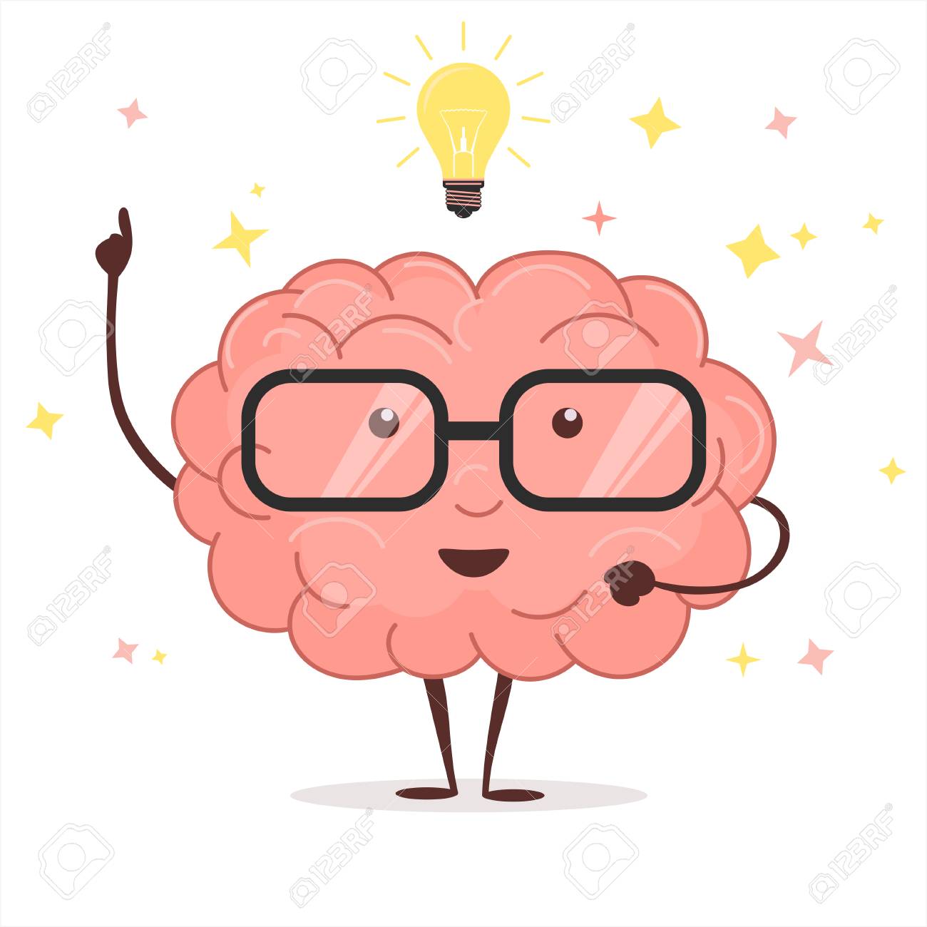 眼鏡とアイデア電球を持つ脳 ベクトルのイラスト素材 ベクタ Image 眼鏡とアイデア電球を持つ脳 ベクトルのイラスト素材 ベクタ Image